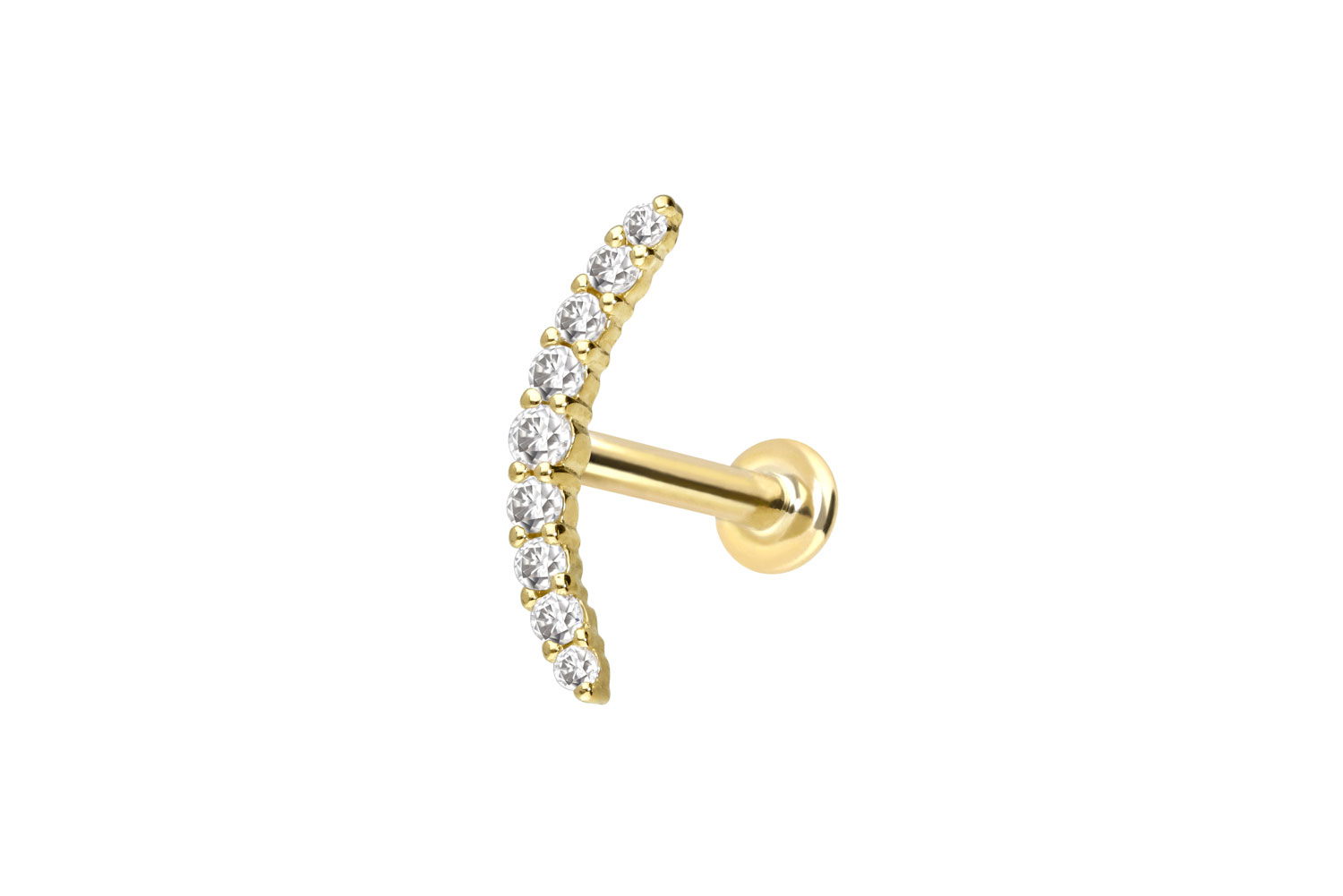 14 Karat Gold Labret mit Push Fit MOISSANIT-BOGEN